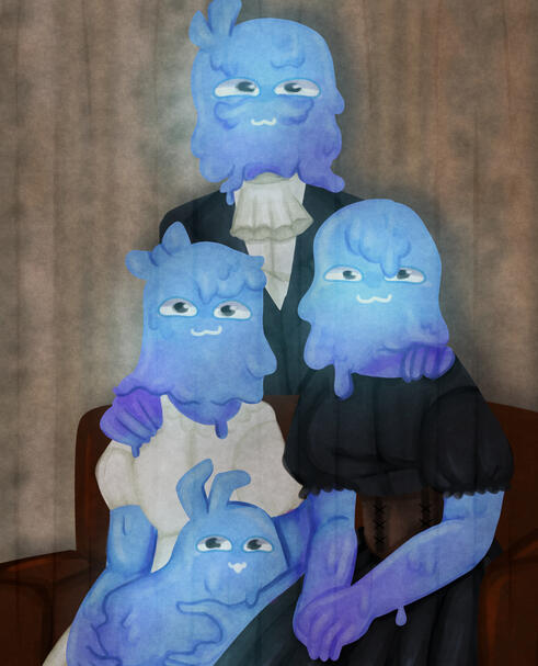 Peebo family portrait painting.