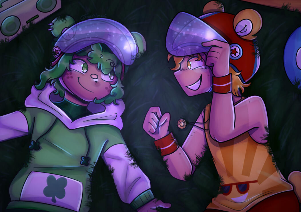 Fan art of Good Luck Bear and Funshine Bear (human designs by me)!