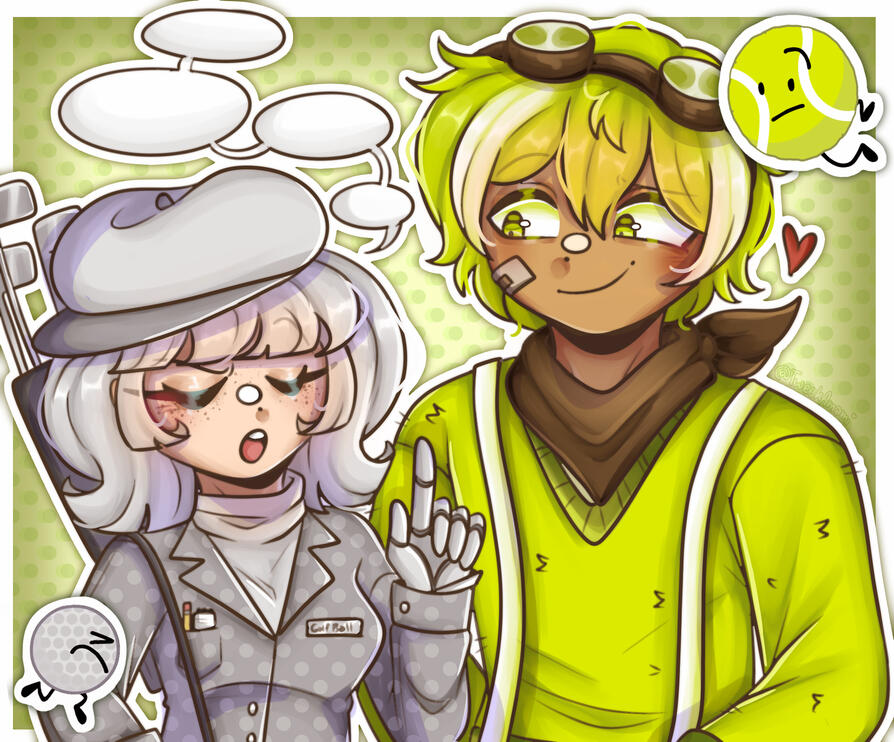 My human designs of Golf Ball and Tennis Ball from BFB!