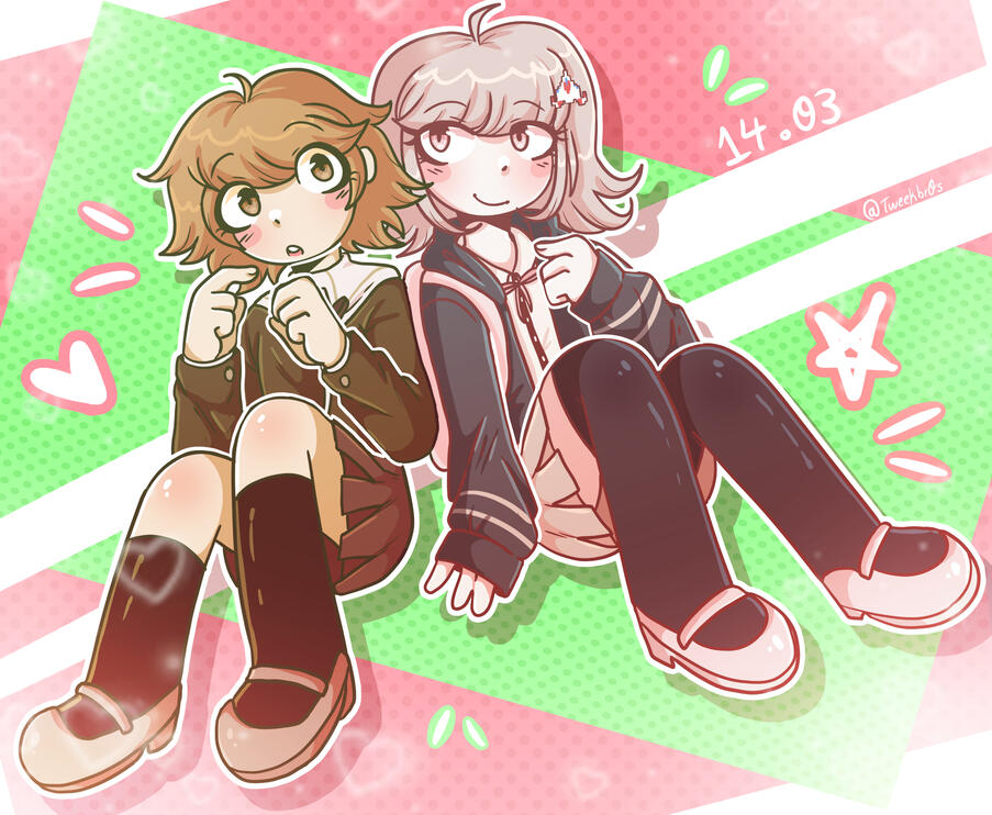 Chibi styled birthday art of Chihiro Fujisaki (DRTHH) and Chiaki Nanami (SDR2)!