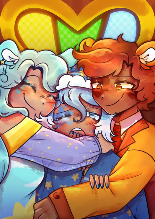 Fan art of Tenderheart, Wish and Bedtime as humans (my designs)!