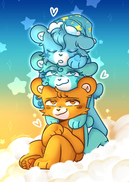 Fan art of Tenderheart, Wish and Bedtime from Care Bears!