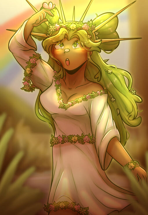 Fan art of Clover from II inspired by her nickname "The Green Goddess"!