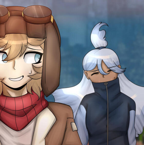 Haruto walking a tired Nami to the dining hall.